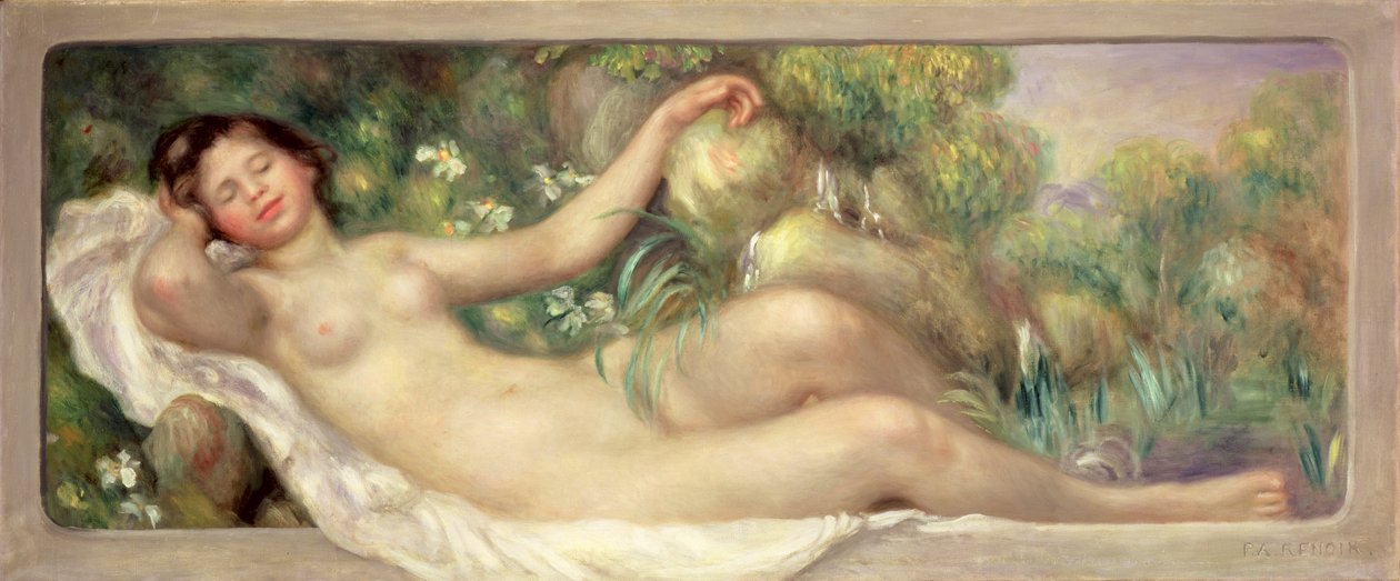 Liggende naken (La Source) ca. 1895-97 av Pierre Auguste Renoir