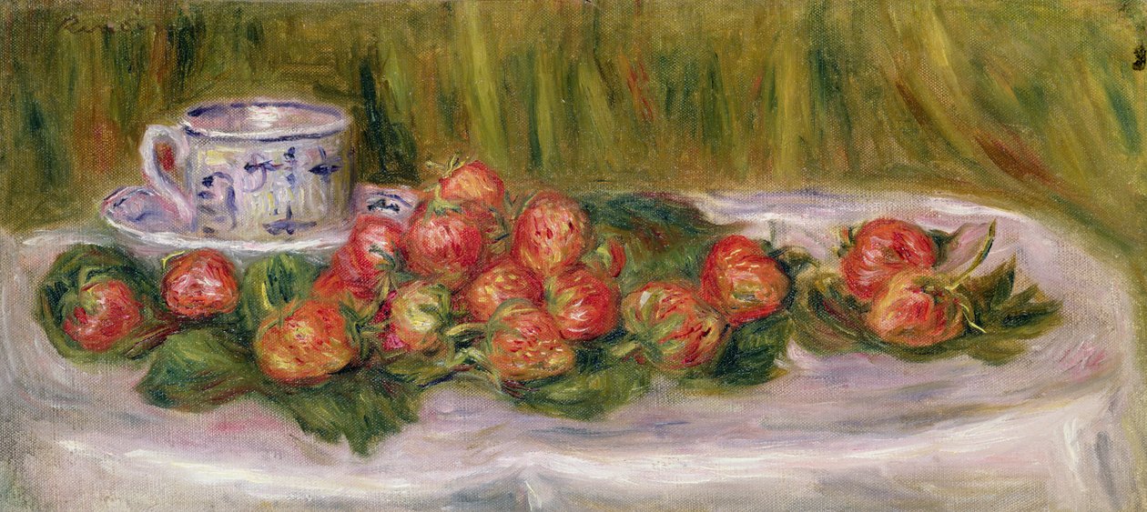 Stilleben av jordbær og en tekopp, ca. 1905 av Pierre Auguste Renoir