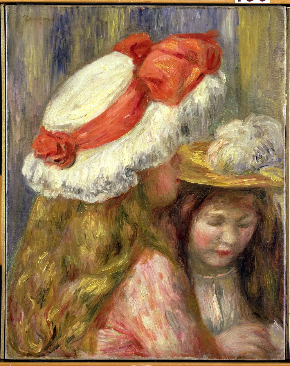 To jenter med hatter, ca. 1890 av Pierre Auguste Renoir