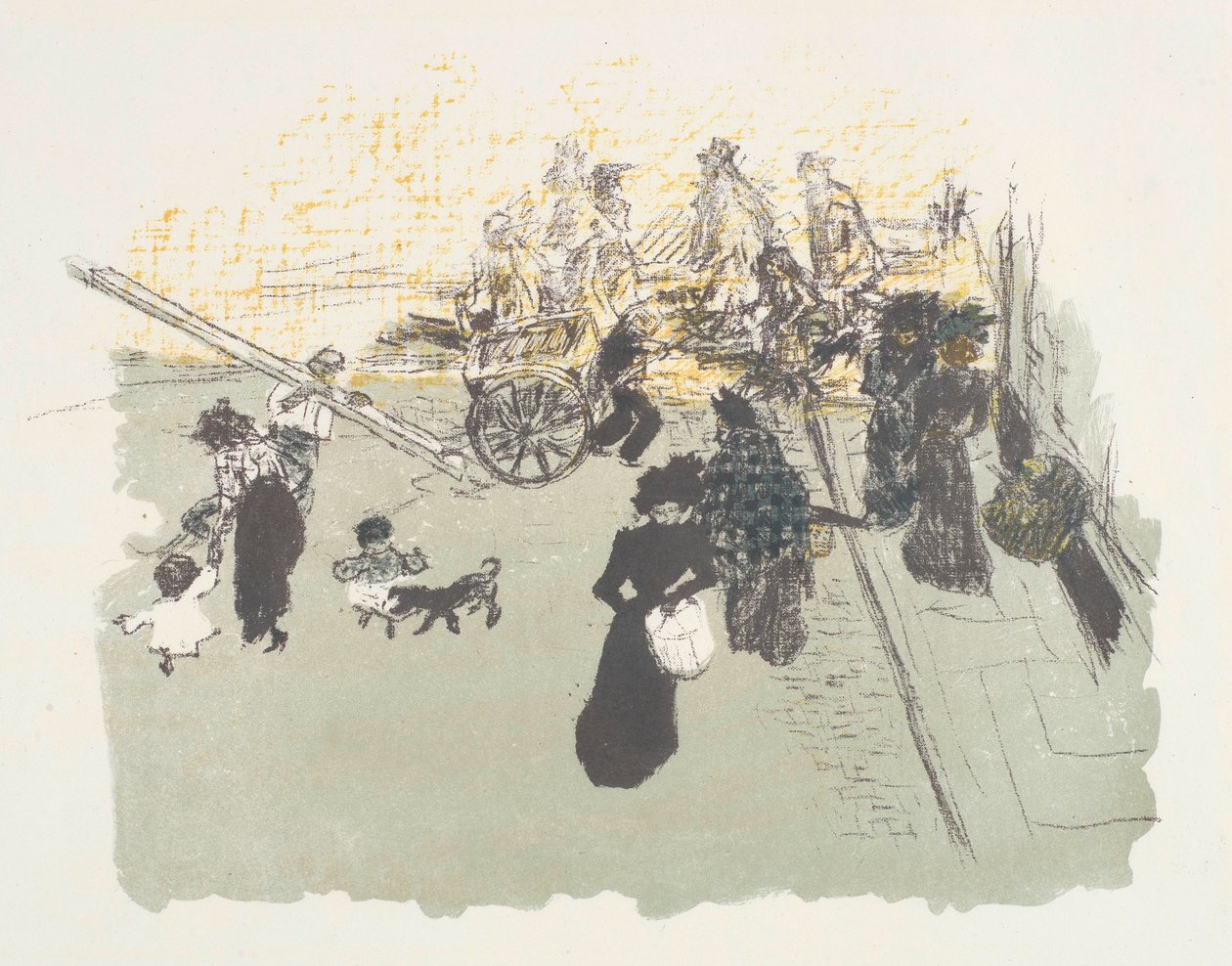 Coin de rue, litografi fra serien Noen aspekter av livet i Paris av Pierre Bonnard