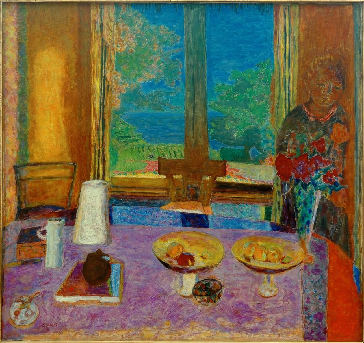 Stor spisestue med utsikt over hagen av Pierre Bonnard
