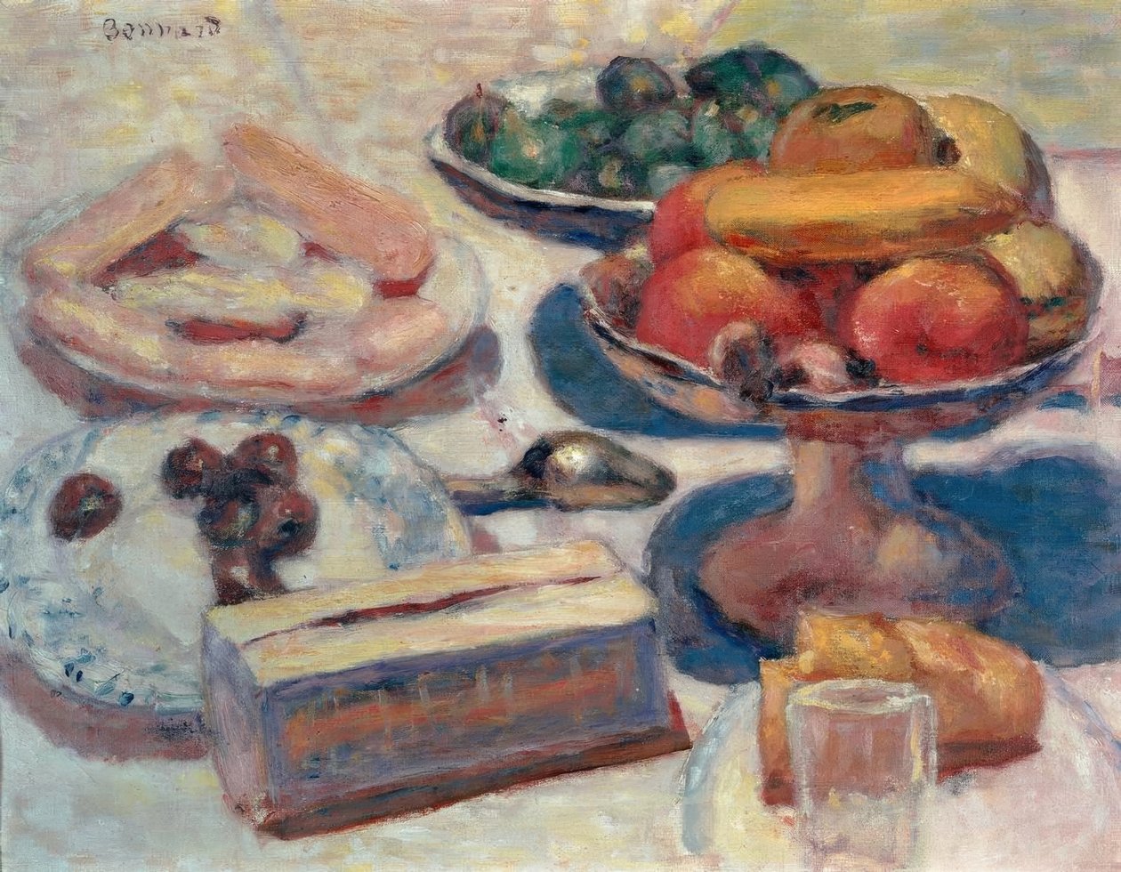 Stilleben med bakverk av Pierre Bonnard