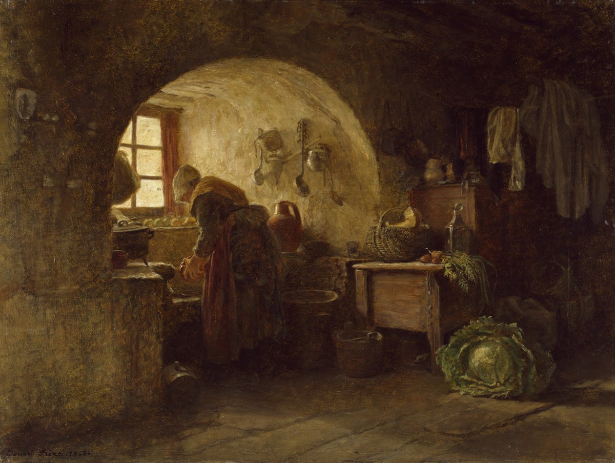 Forbereder middag, 1858 av Pierre Edouard Frere