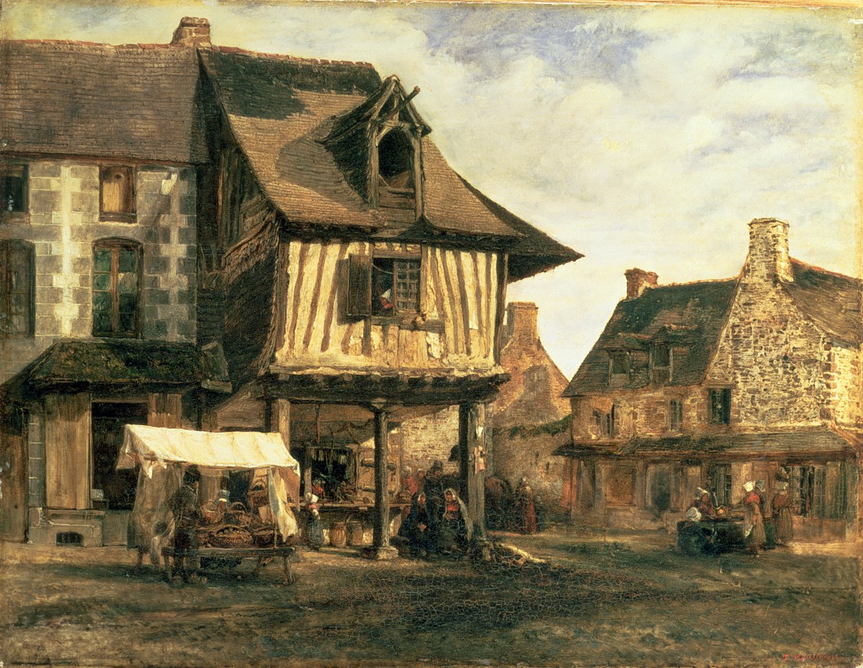 Market Place i Normandie, ca. 1832 (panel) av Pierre Etienne Theodore Rousseau