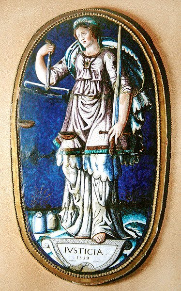 Justice, 1559 (malt emalje) av Pierre I Courteys
