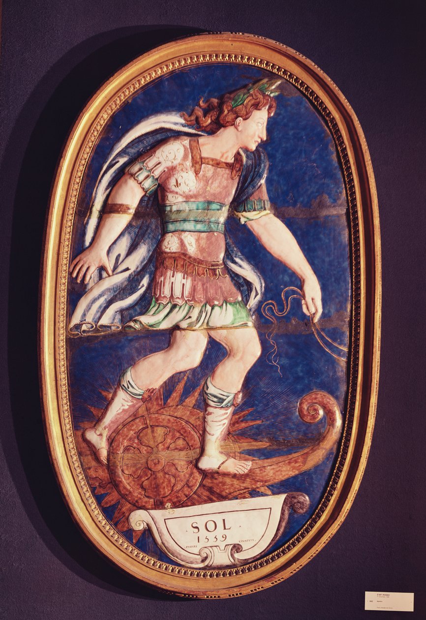 Plakett som viser Apollo, 1559 (malt emalje) av Pierre I Courteys