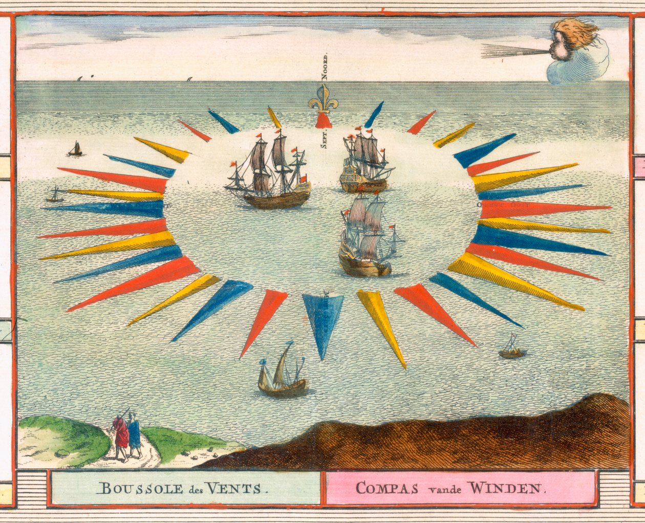 Vindenes kompass, 1693 av Pierre Mortier