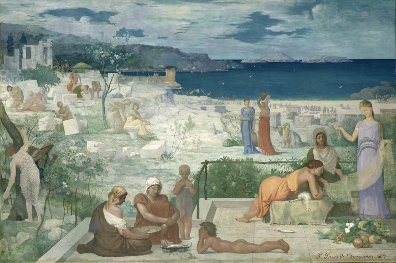 Den greske kolonien, Marseille, 1869 av Pierre Puvis de Chavannes