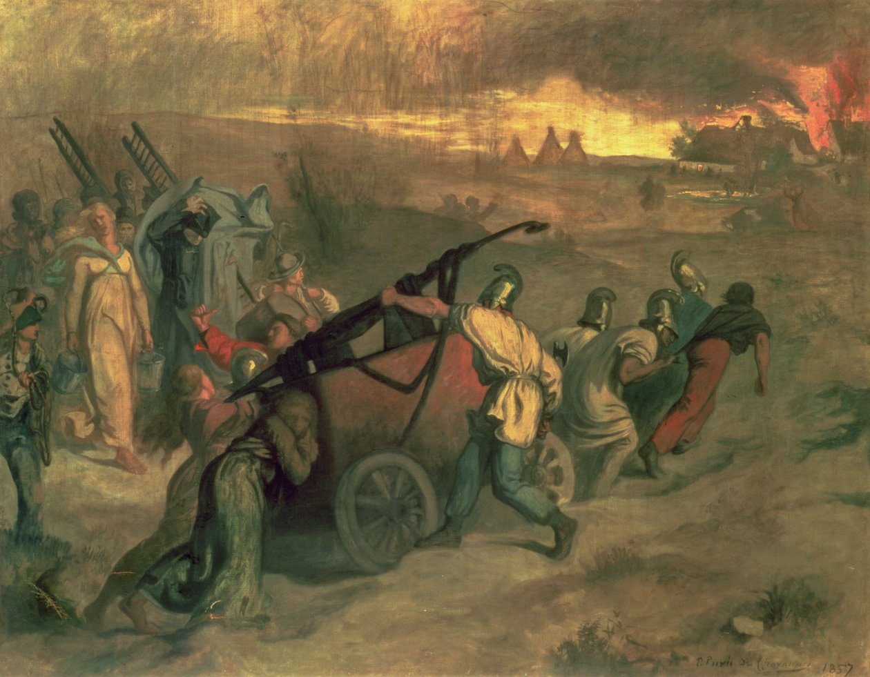 Landsbyens brannmenn, 1857 av Pierre Puvis de Chavannes