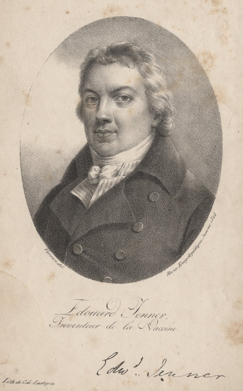 Edouard Jenner, litho av Comte Charles Philibert de Lasteyrie, 1824 av Pierre Roch Vigneron