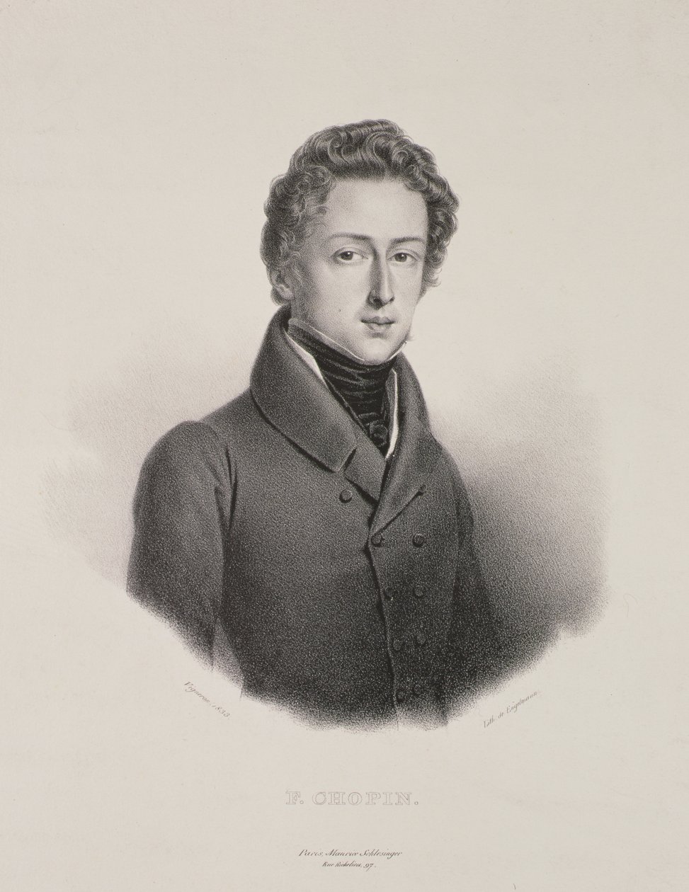 Frederic Chopin (1810-49) gravert av Gottfried Engelmann (1788-1839) 1833 av Pierre Roch Vigneron