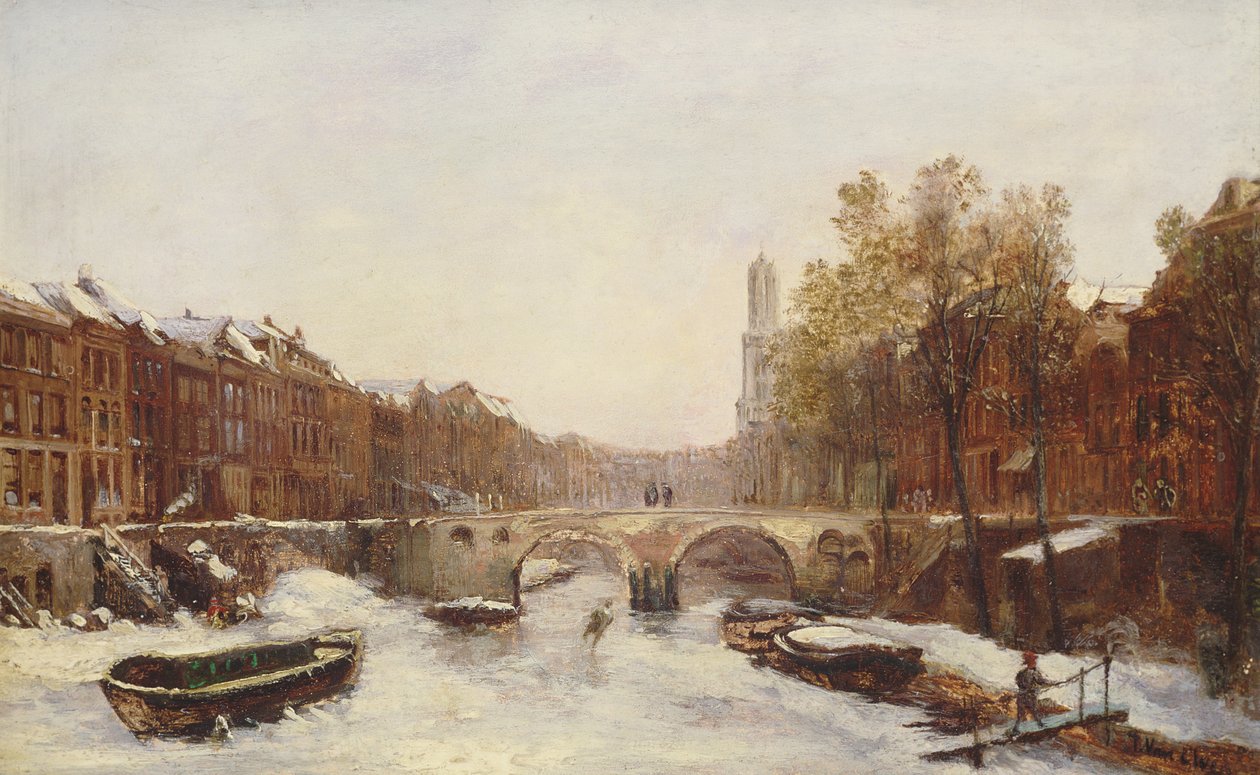 Dutch Town in Winter (olje) av Pierre Tetar van Elven