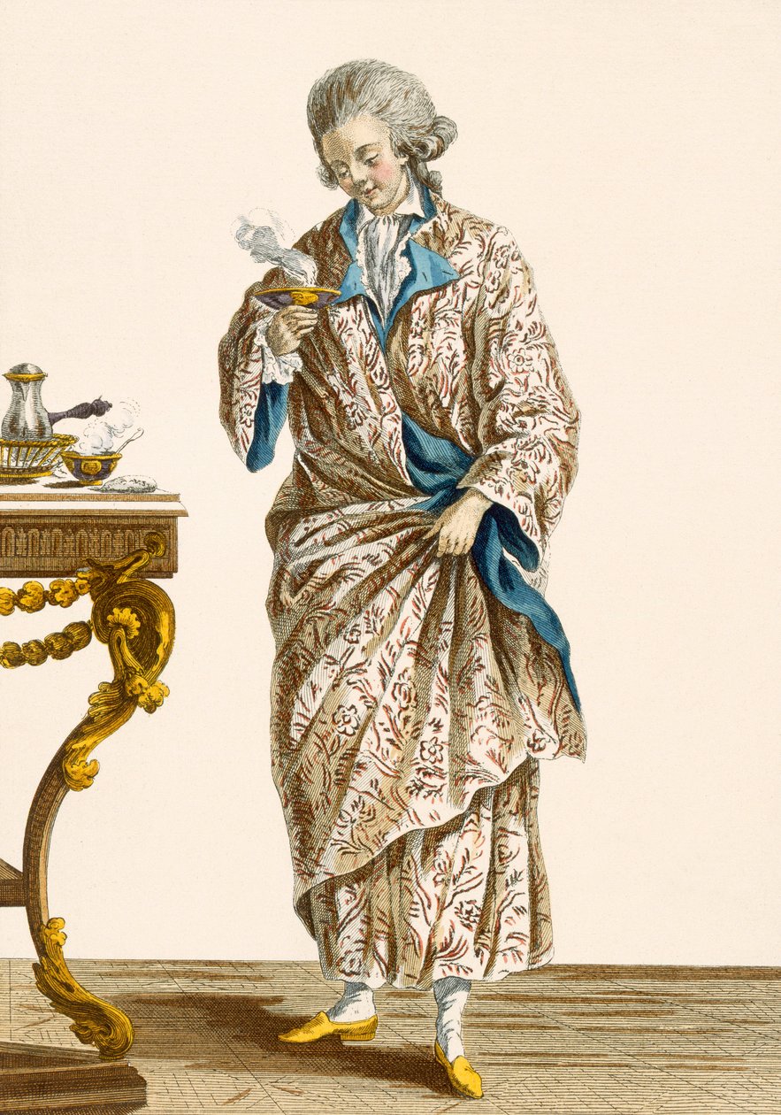 Morgenkåpe i trykt bomull, gravert av Patas, plate nr. 140 fra 