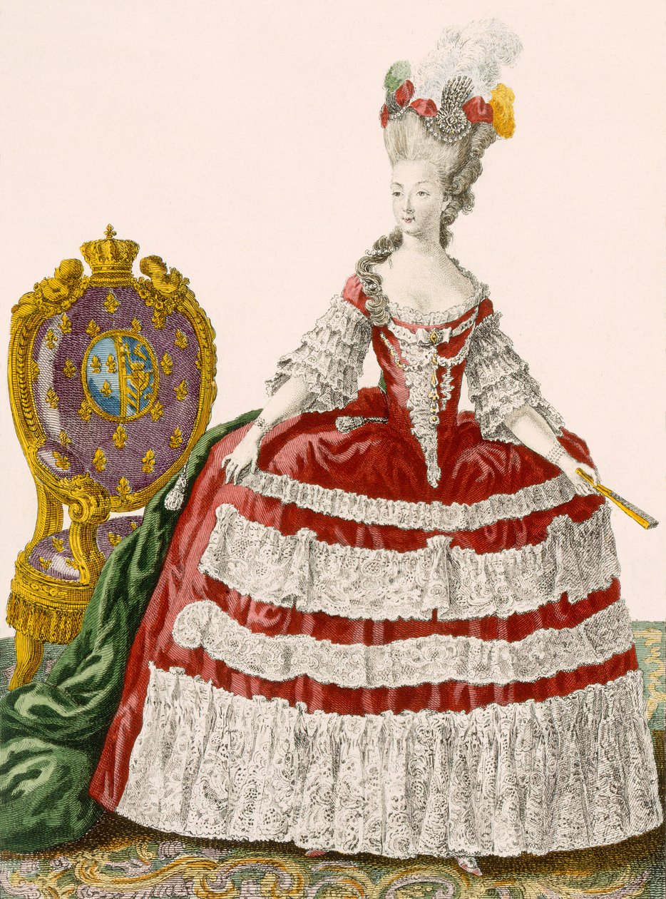 Dame hoffkjole i mørk kirsebær, gravert av Patas, plate nr. 44 fra 