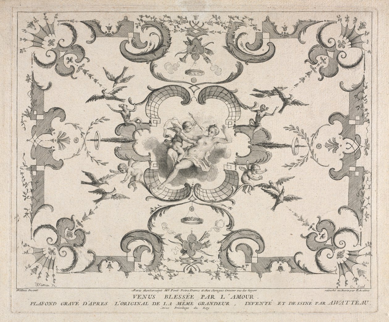 Venus såret av Amor. av Pierre Alexandre Aveline