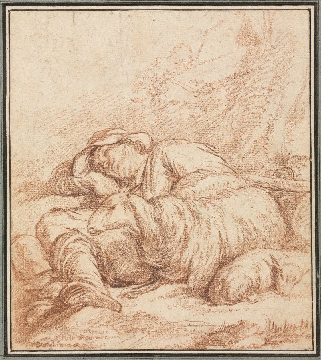 En sovende hyrde, 1700-1800-tallet. av Pierre Alexandre Wille