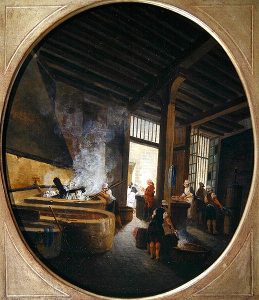 Vaskeriet (olje på panel) av Pierre Antoine Demachy