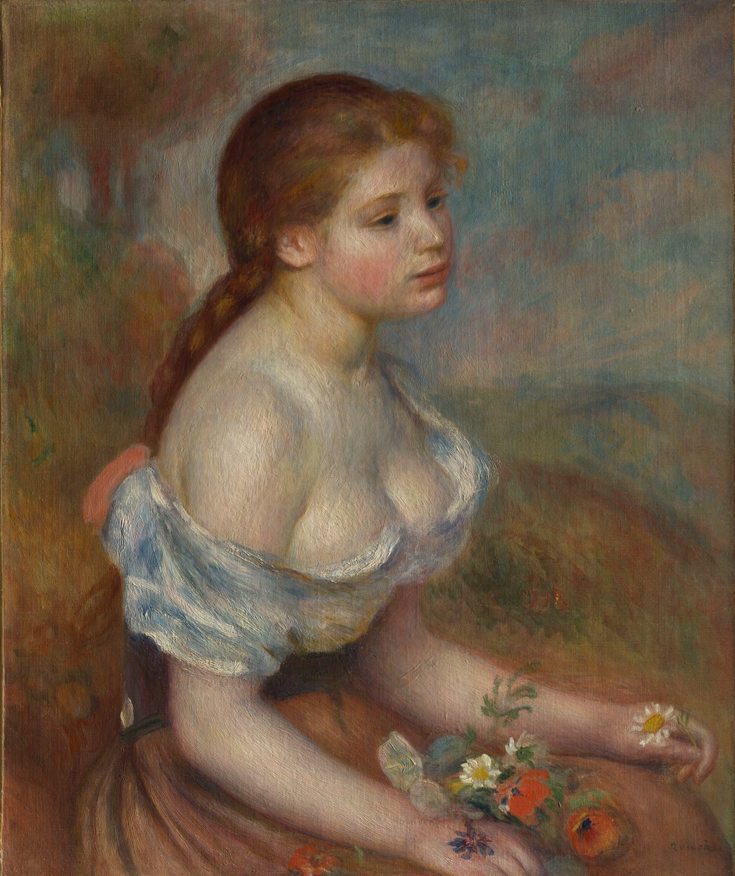 En ung jente med tusenfryd, 1889. av Pierre Auguste Renoir