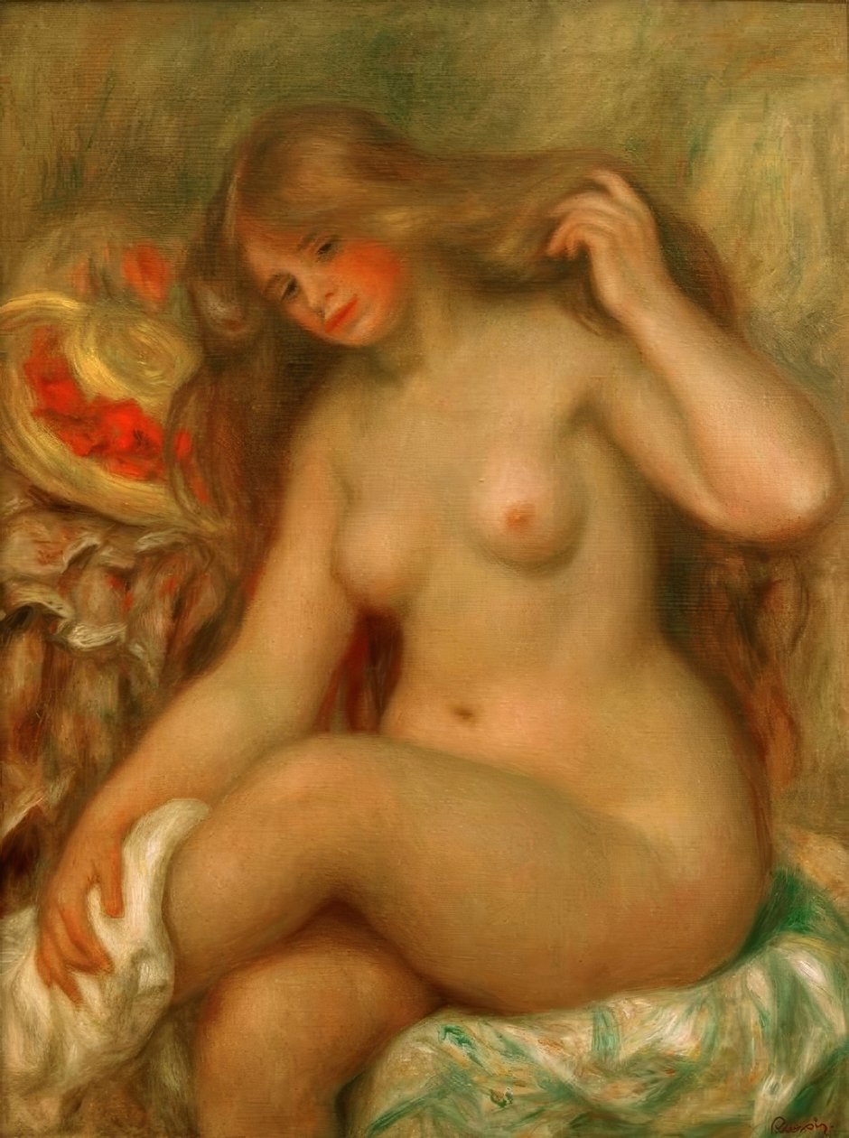 Bader og lue i kors av Pierre Auguste Renoir