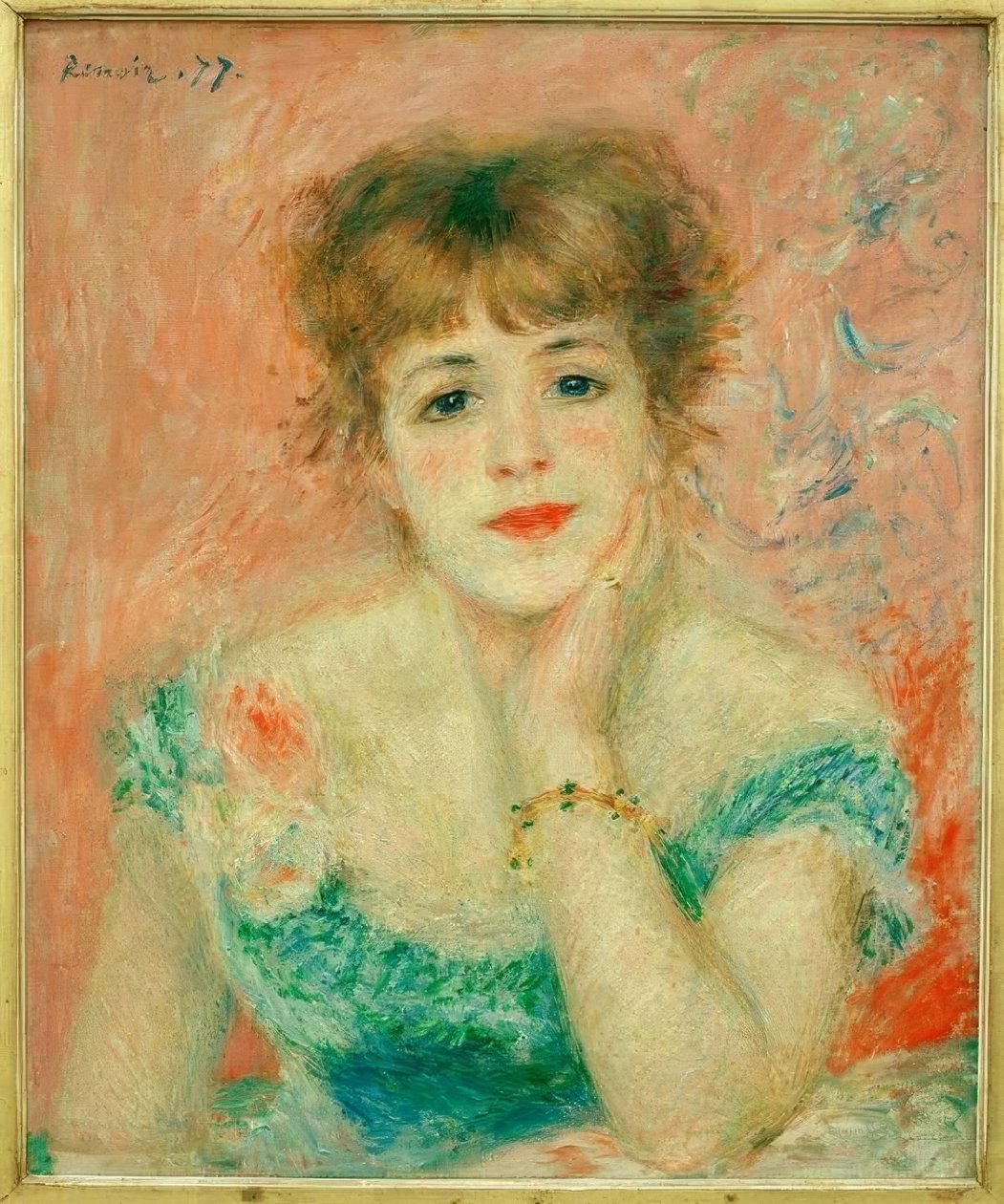 Portrett av skuespillerinnen Jeanne Samary av Pierre Auguste Renoir