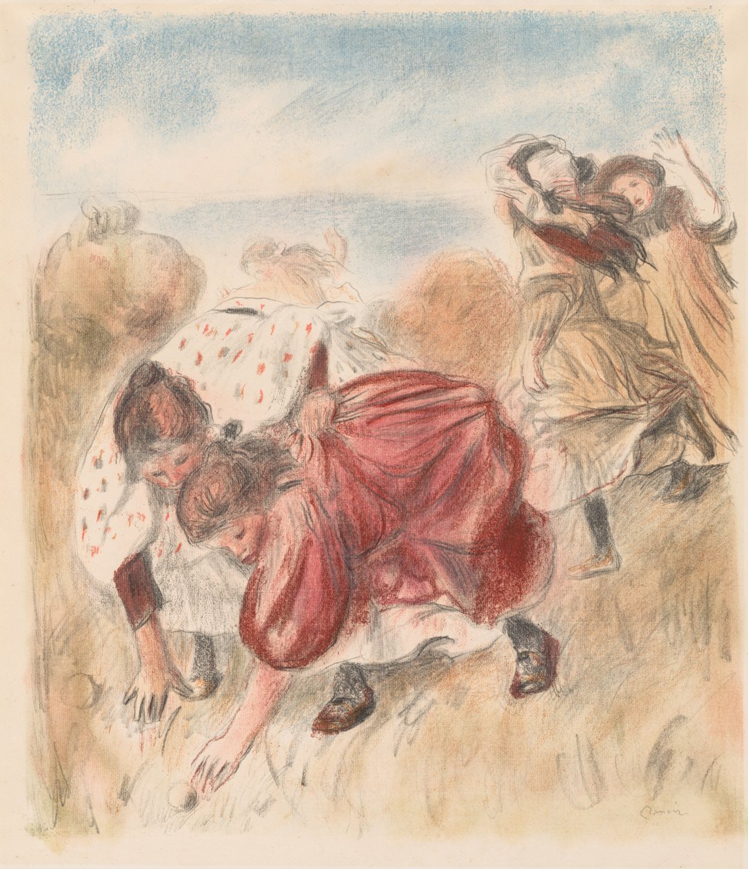 Barn som spiller ball, 1900. av Pierre Auguste Renoir
