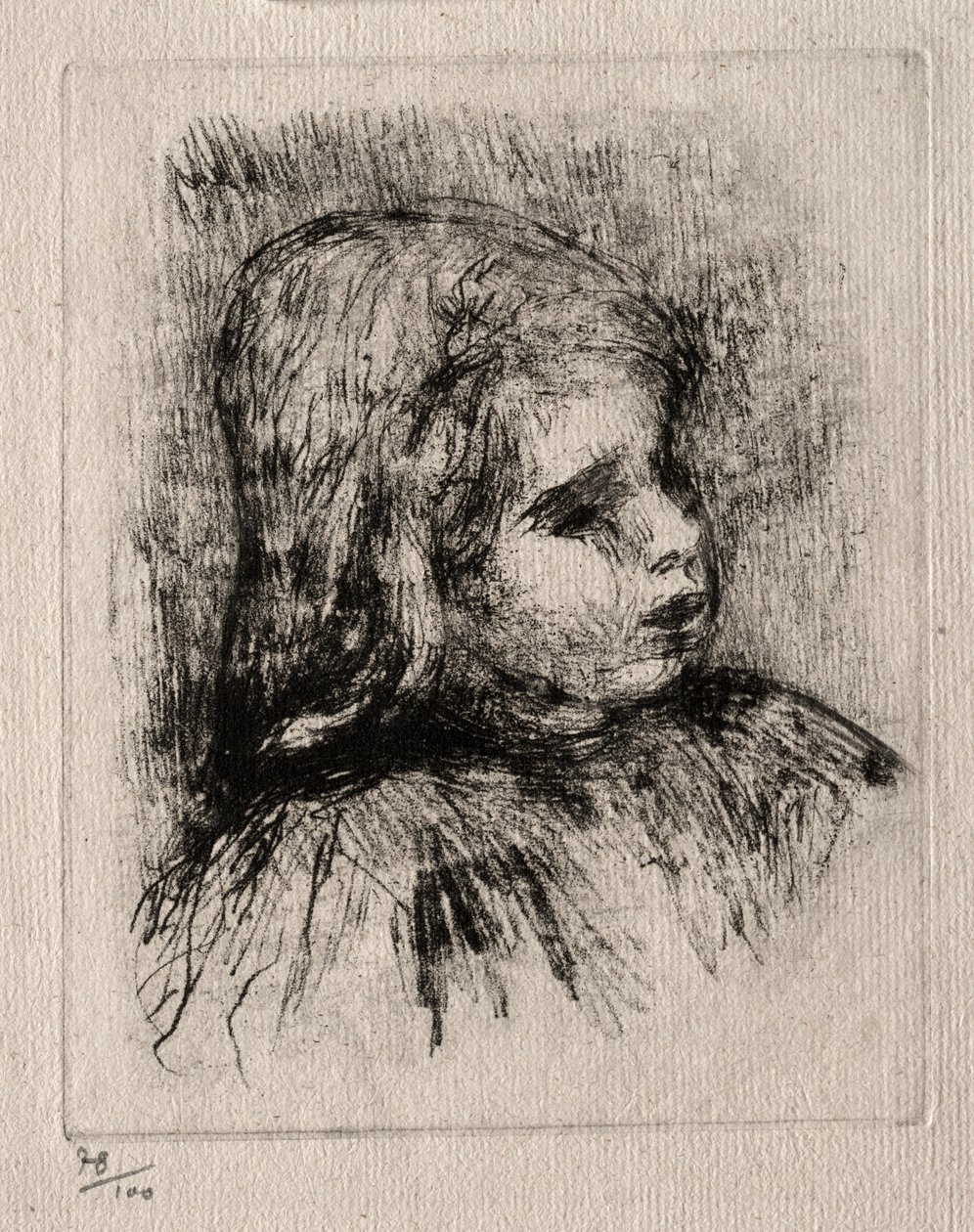 Claude Renoir, tre fjerdedeler til høyre, 1908. av Pierre Auguste Renoir