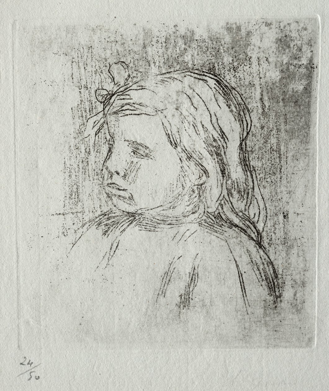 Claude Renoir, tre fjerdedeler til venstre, 1908. av Pierre Auguste Renoir