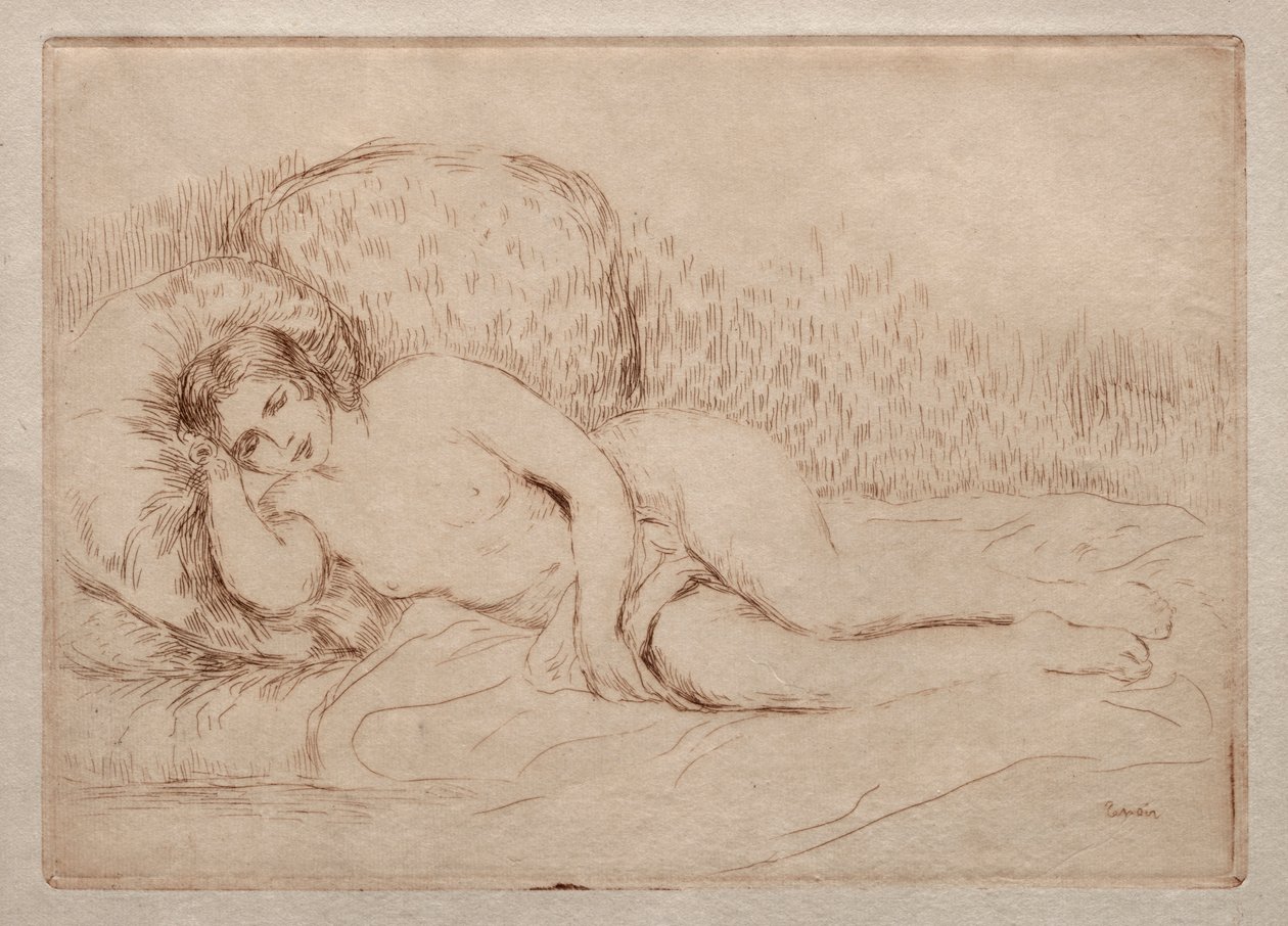 Naken kvinne lyver av Pierre Auguste Renoir