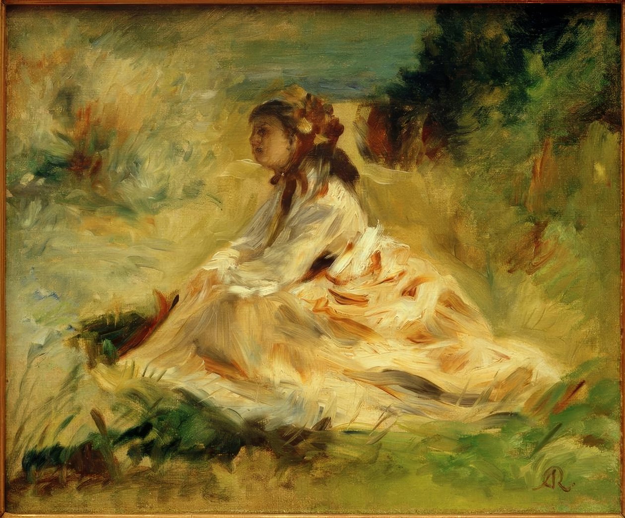 Woman in a Meadow (Lise Tréhot) av Pierre Auguste Renoir