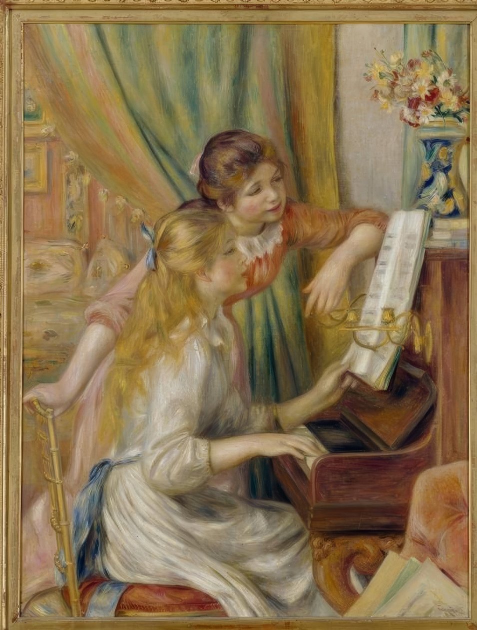 Unge jenter ved pianoet av Pierre Auguste Renoir