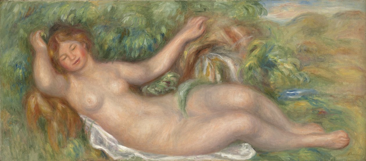 Liggende naken; La source, 1902 av Pierre Auguste Renoir