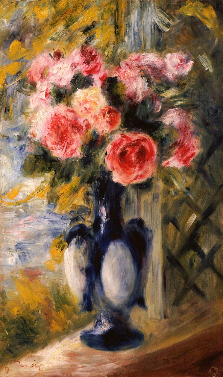 Roser i en blå vase, 1892 av Pierre Auguste Renoir