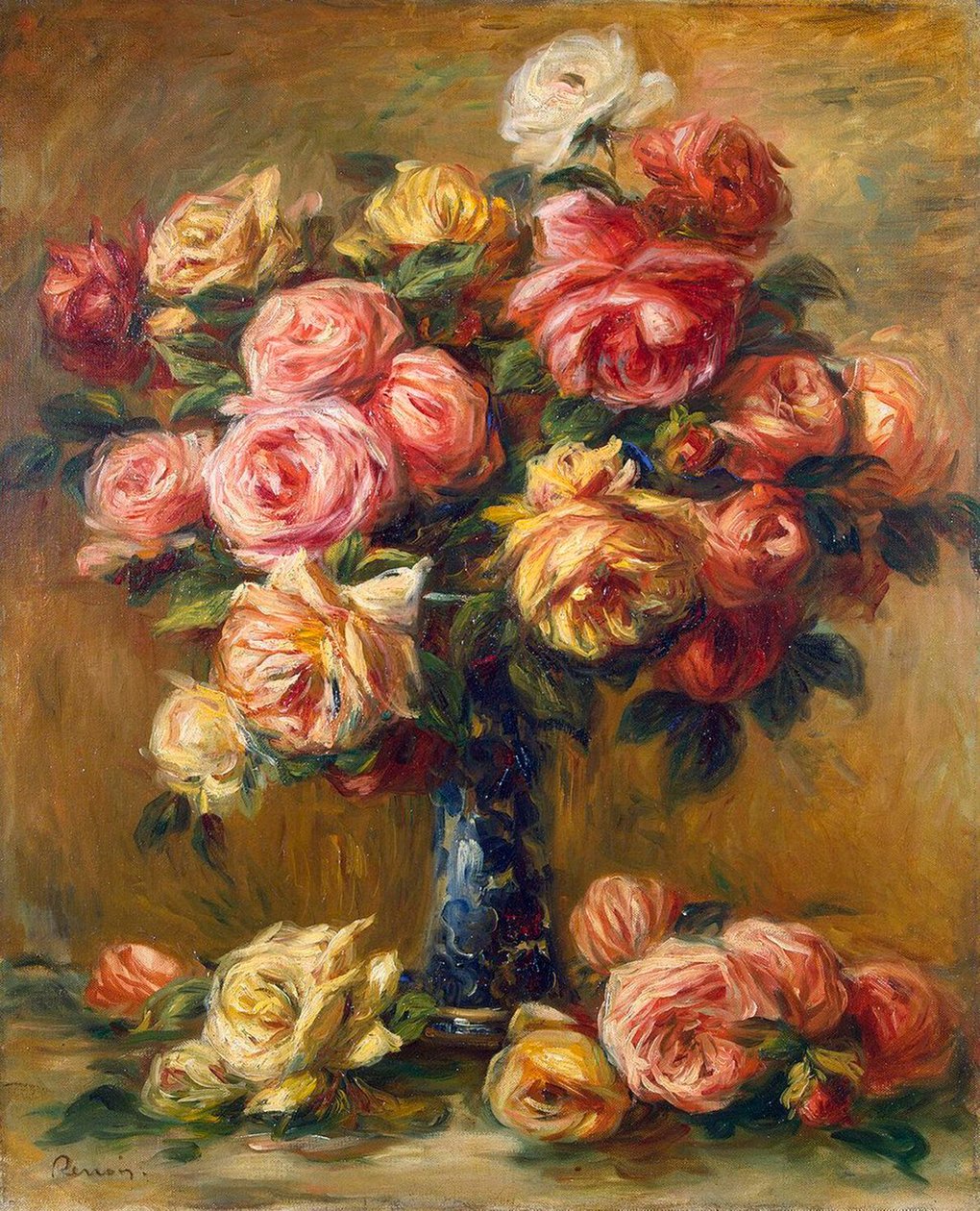 Roser i en vase, c1910. av Pierre Auguste Renoir