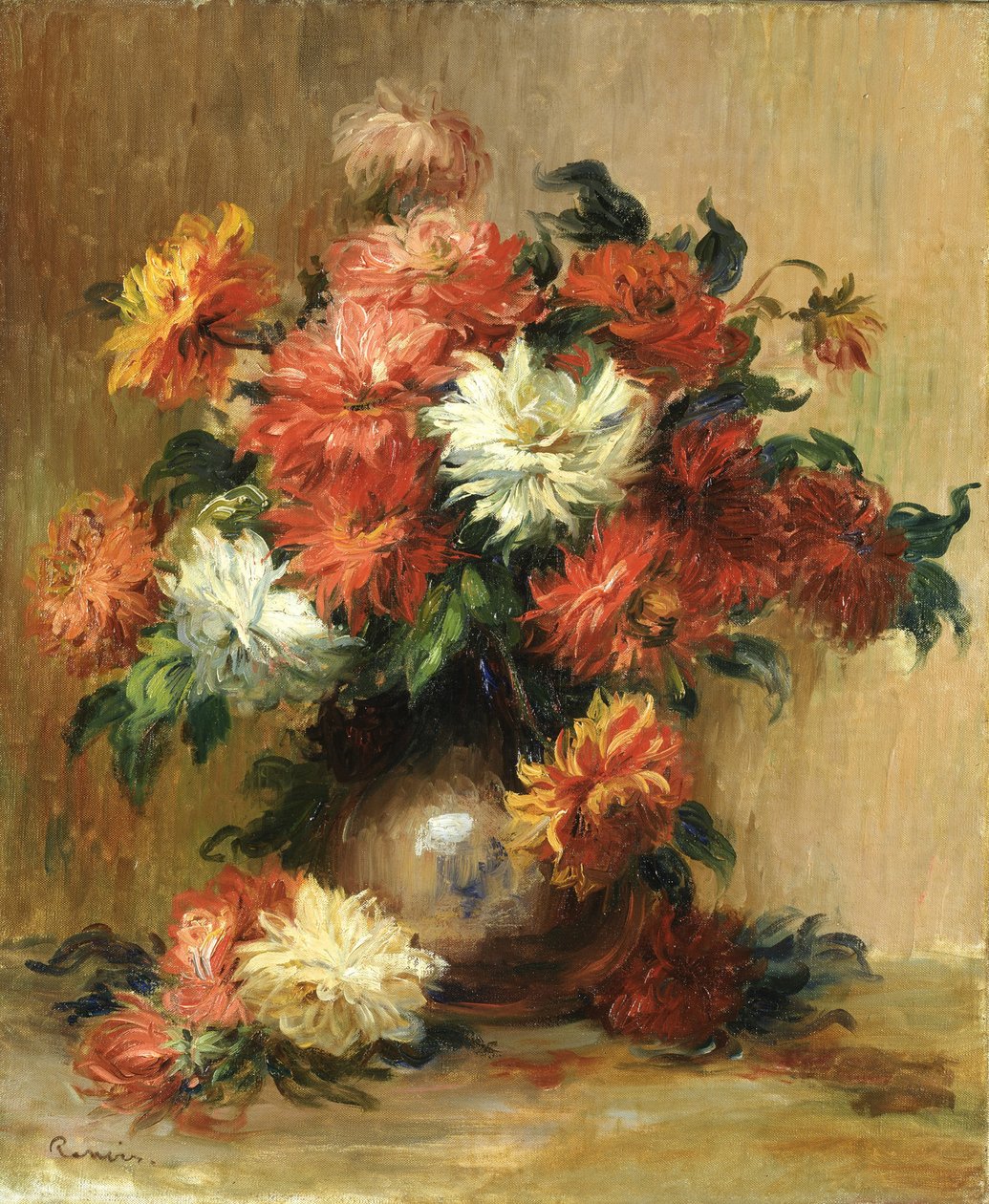 Stilleben med georginer, ca. 1886-1890 av Pierre Auguste Renoir