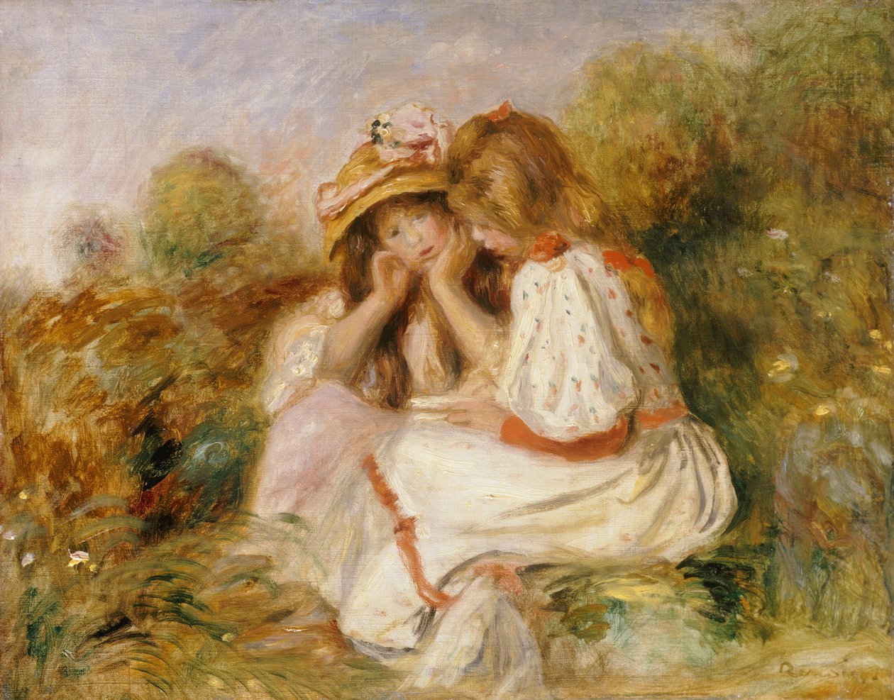 To jenter, ca. 1890 av Pierre Auguste Renoir