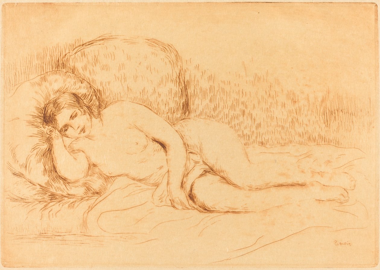 Kvinne liggende femme sofa, 1906. av Pierre Auguste Renoir