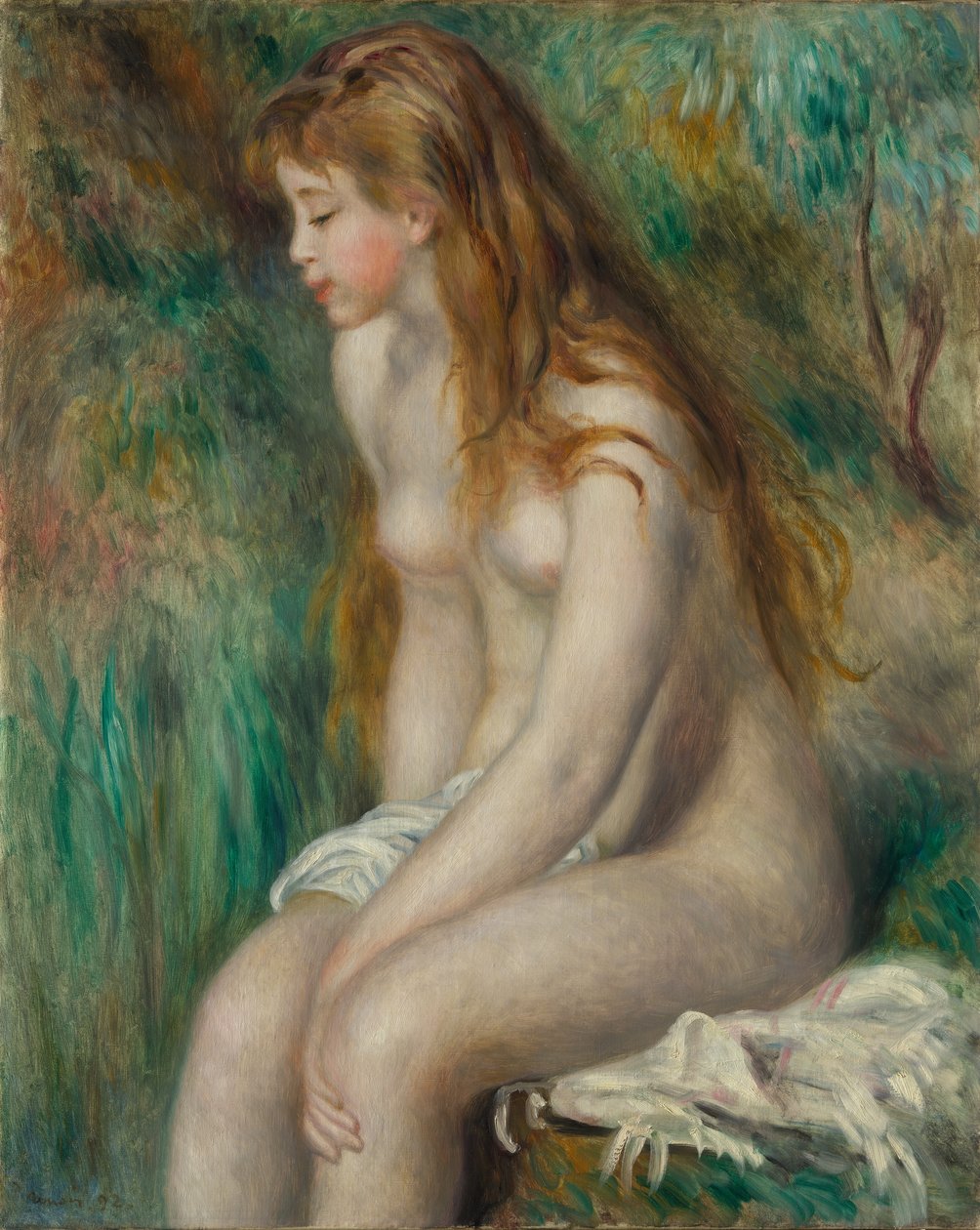 Ung jente bader, 1892. av Pierre Auguste Renoir