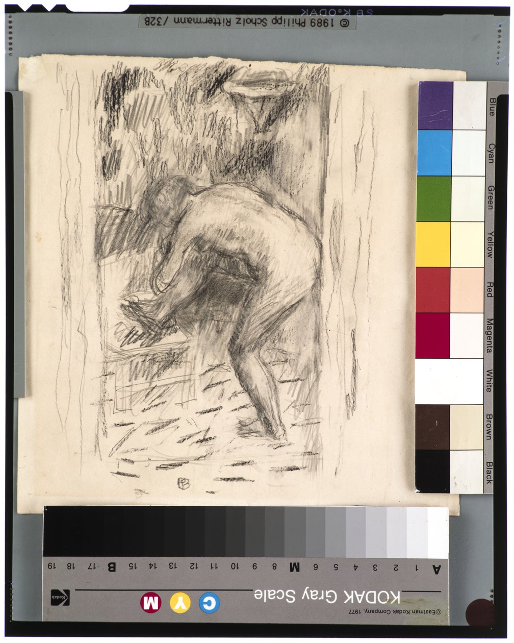 Etter badet, ca. 1924 (grafitt) av Pierre Bonnard