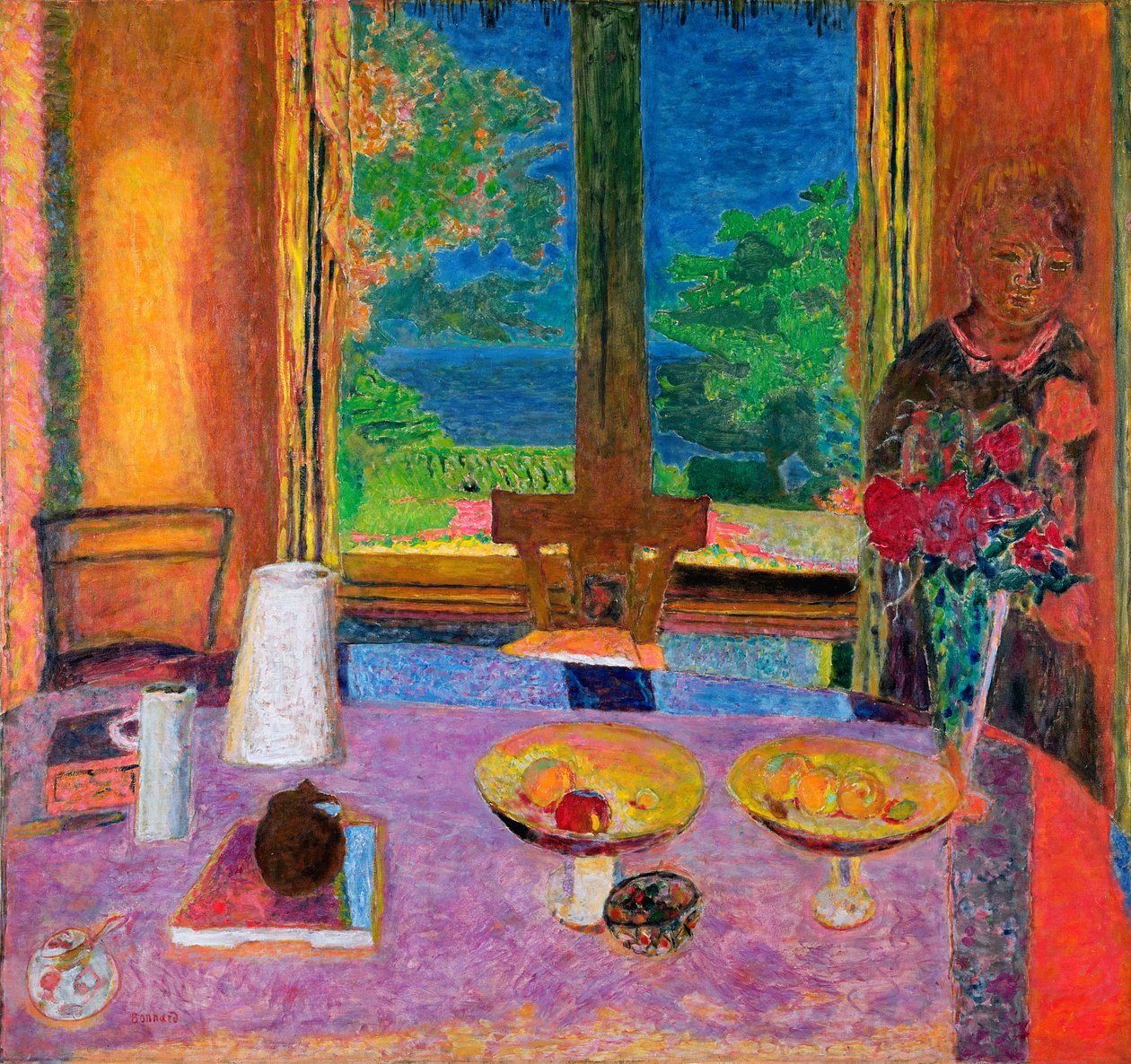 Spisestue på hagen, 1934-35 av Pierre Bonnard