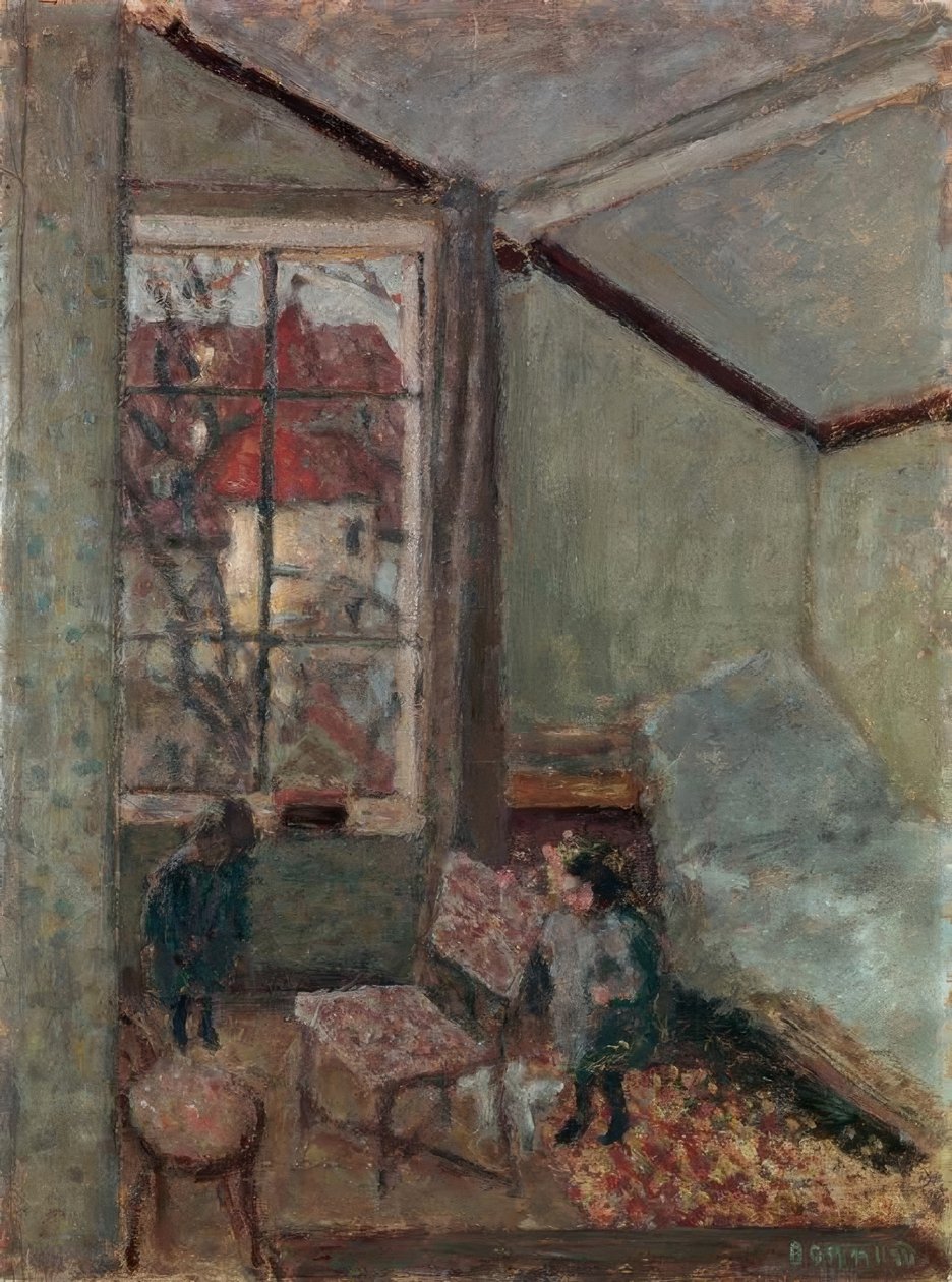 Verkstedinteriør med to barn av Pierre Bonnard