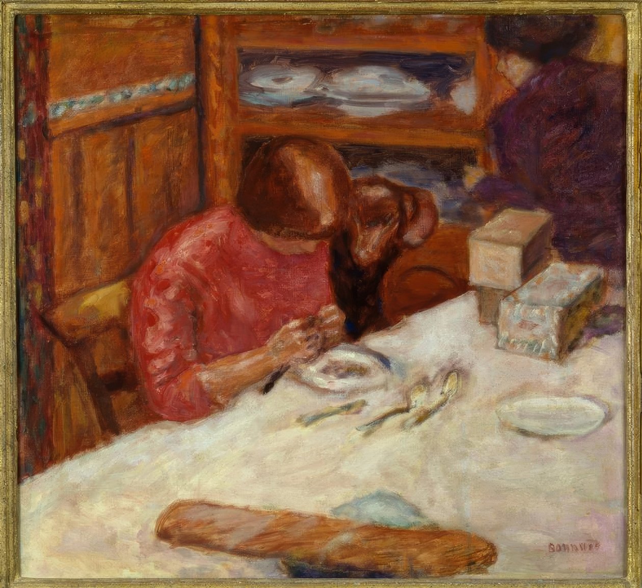 Interiør eller kvinne med hund av Pierre Bonnard