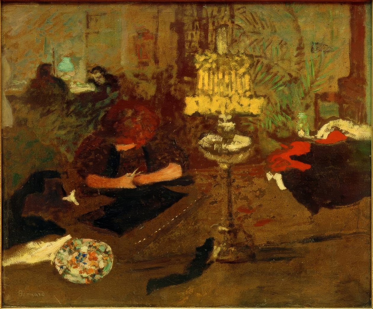 Ung kvinne med en lampe / Figur med en lampe av Pierre Bonnard