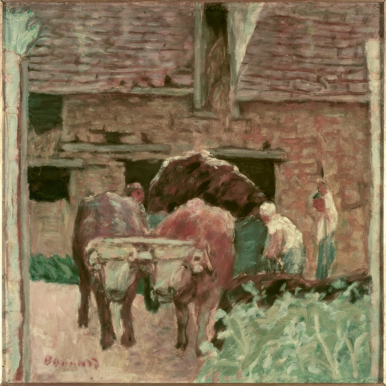 De to oksene og gården av Pierre Bonnard