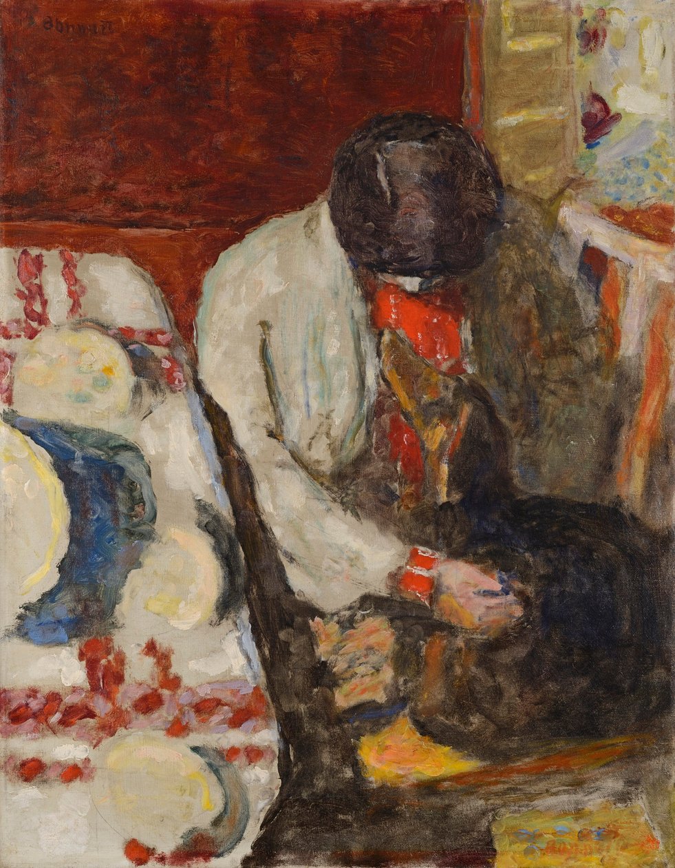 Marthe med den hvite duken, 1926. av Pierre Bonnard