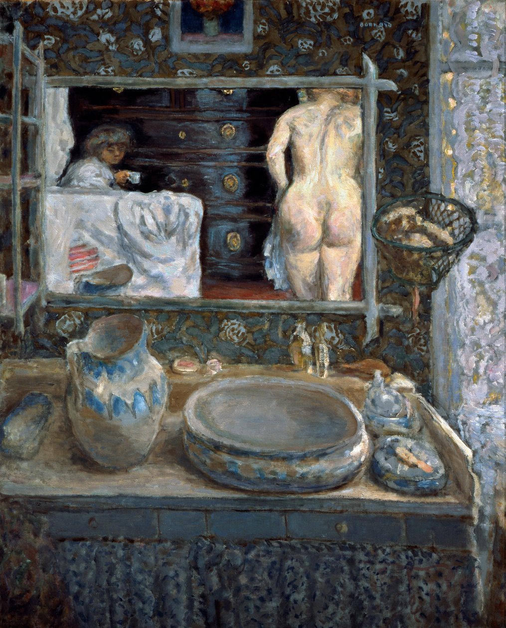 Speil over et vaskebord, 1908. av Pierre Bonnard