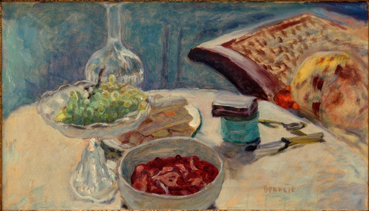 Stilleben med en figur (Marthe Bonnard) av Pierre Bonnard