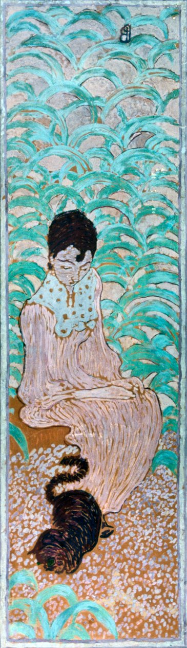 Sittende kvinne med en katt, 1891. av Pierre Bonnard