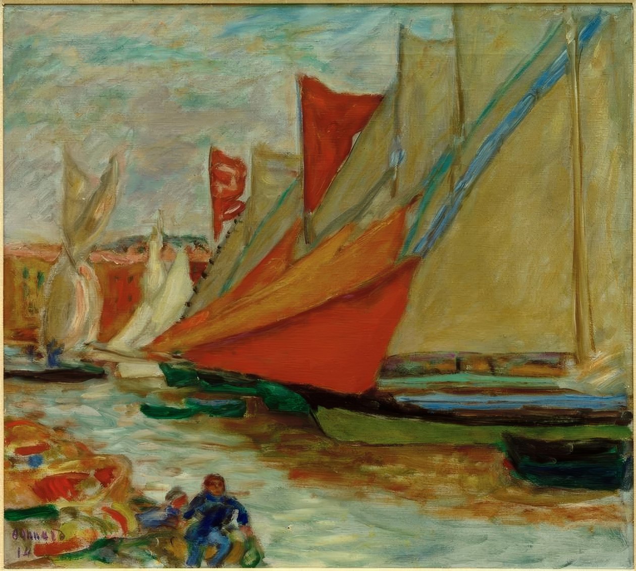 Tørre seil / Seilbåter i Cannes av Pierre Bonnard