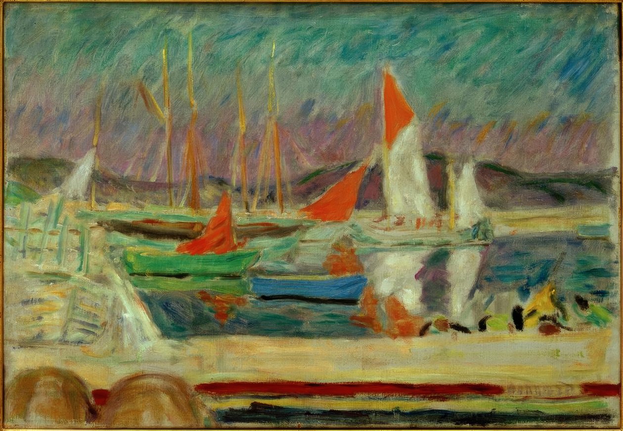 Seilbåter i havnen i Saint-Tropez av Pierre Bonnard