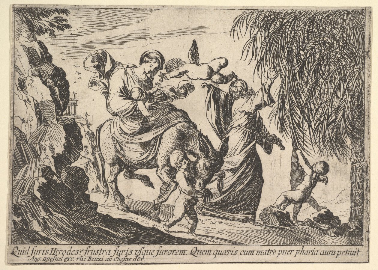 Engler som gir datoer til barn, 1610-42. av Pierre Brebiette